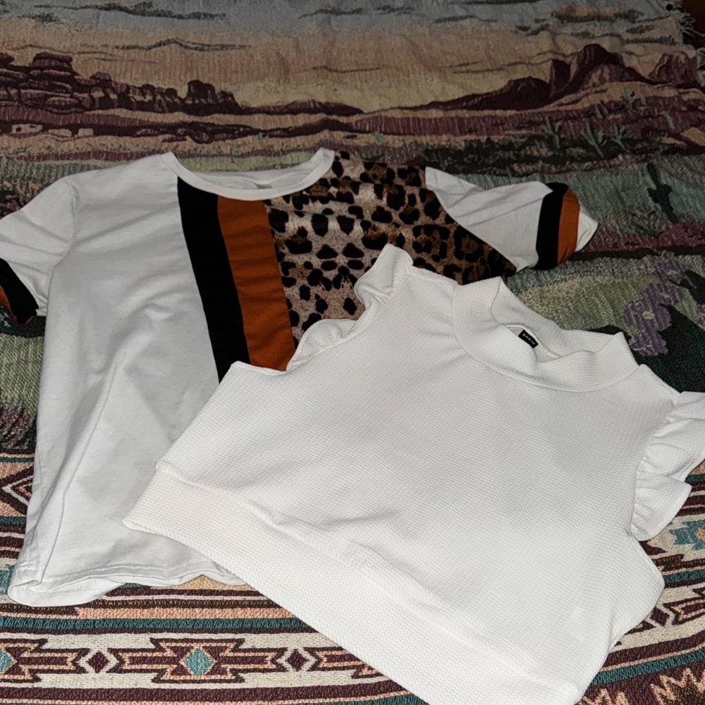 Stylish White and Leopard Print bundle